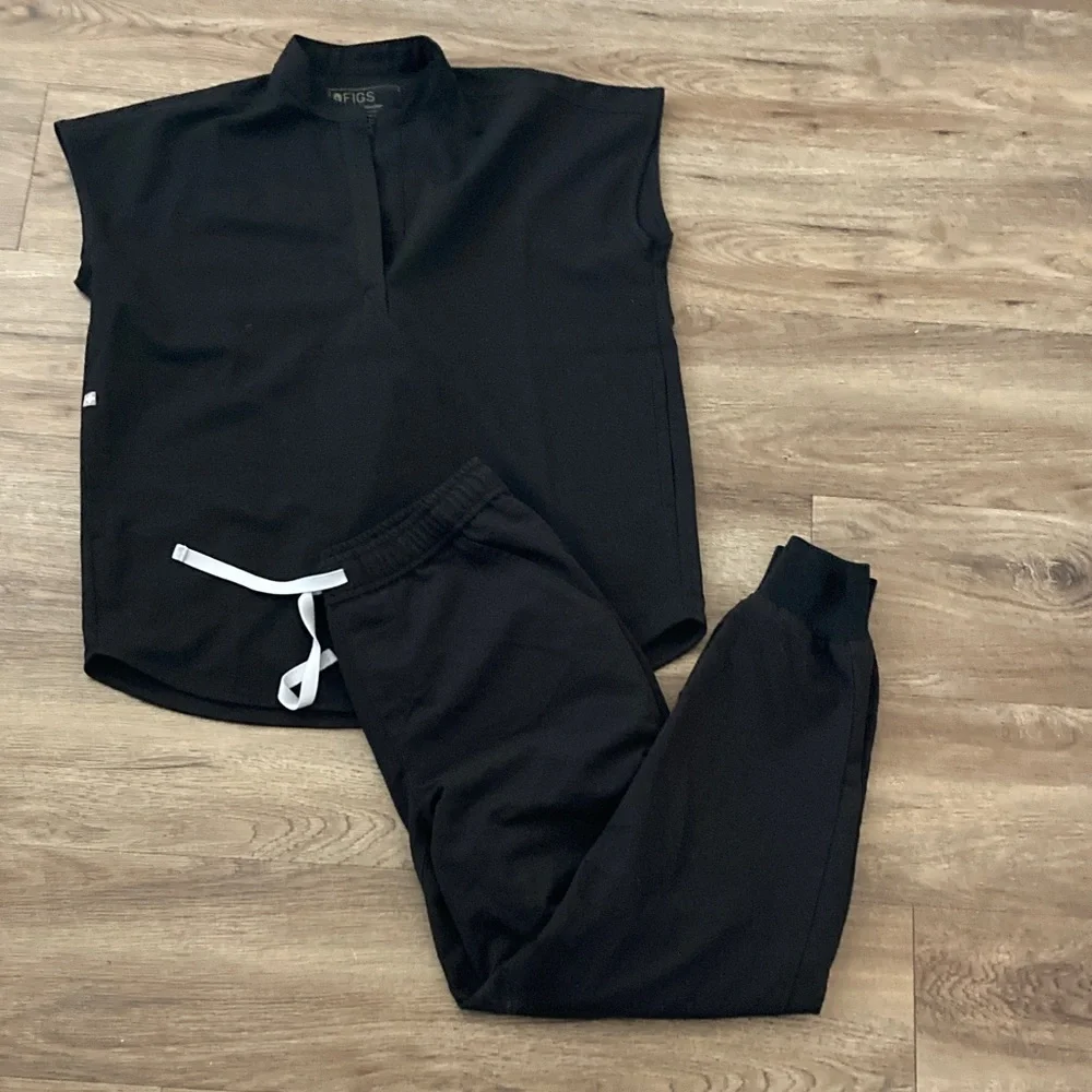 Figs Black Women's Jogger Set - Top & Jogger Style Pants Sz XXS/S/S